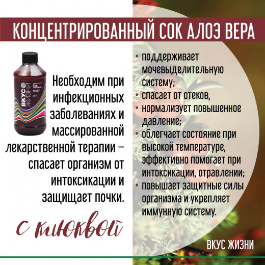 Концентрированный Сок Алоэ с Клюквой, 236 мл Концентрированный Сок Алоэ с Клюквой, 236 мл