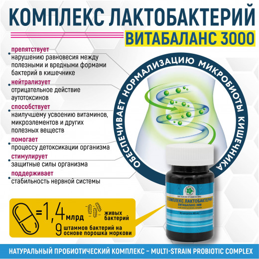 Комплекс Лактобактерий Витабаланс 3000, 60 капс. Комплекс Лактобактерий Витабаланс 3000, 60 капс.